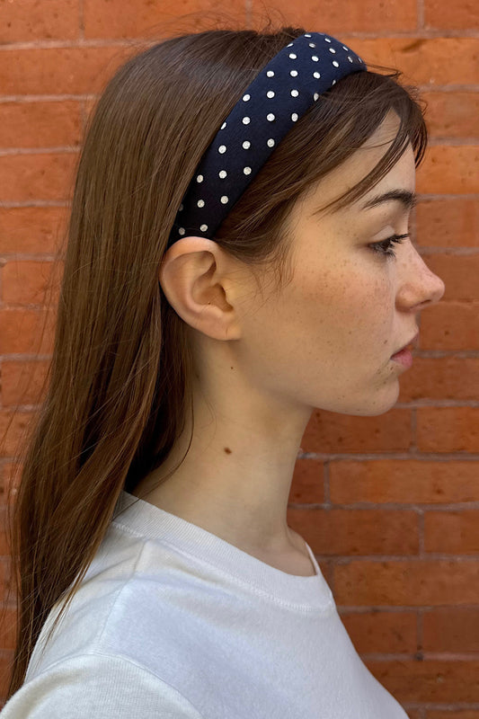 Navy Blue White Polka Dots