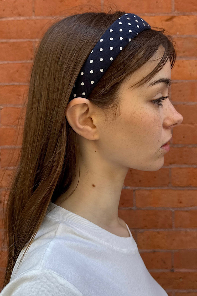 Polka Dots Headband | Navy Blue White Polka Dots