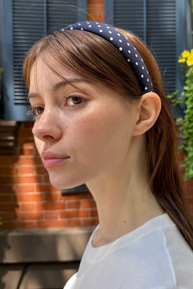 Polka Dots Headband | Navy Blue White Polka Dots