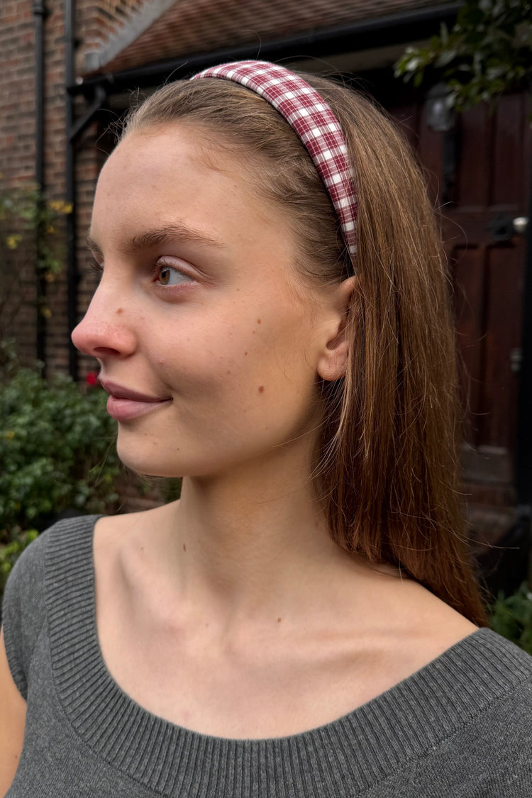 Plaid Headband | Burgundy White Plaid