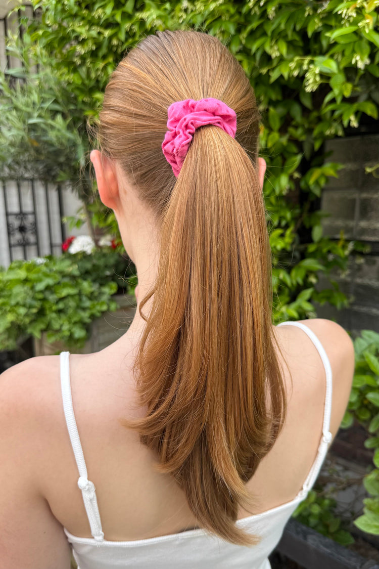 Polka Dots Scrunchie | Pink With Red Polka Dots