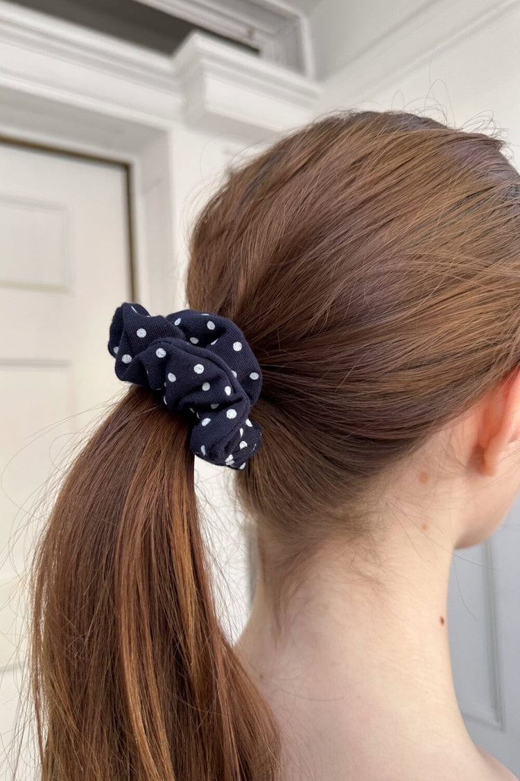 Polka Dots Scrunchie | Navy With White Polka Dots