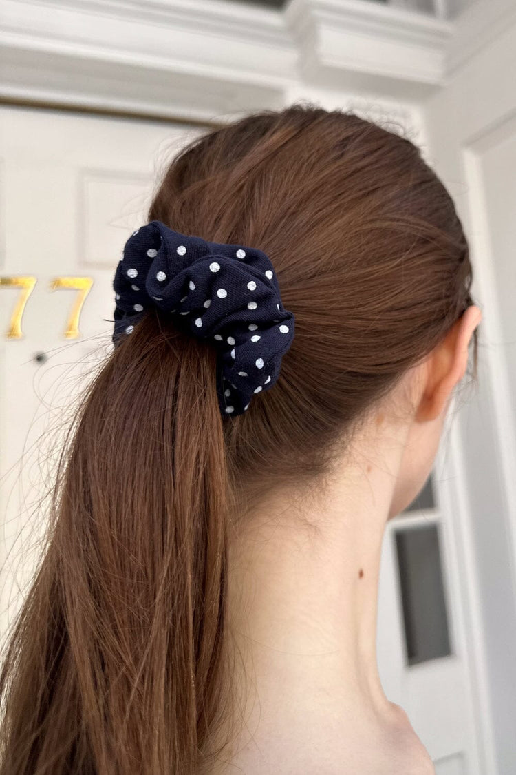 Polka Dots Scrunchie | Navy With White Polka Dots