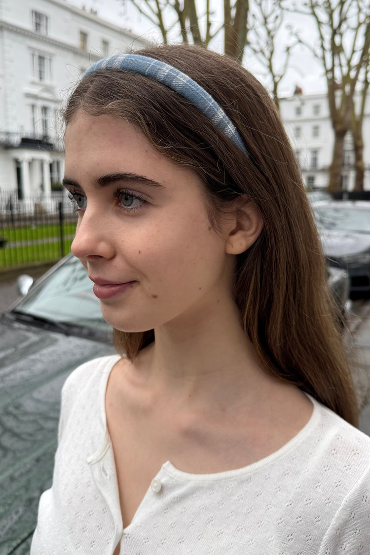 Plaid Headband | Sky Blue White Plaid