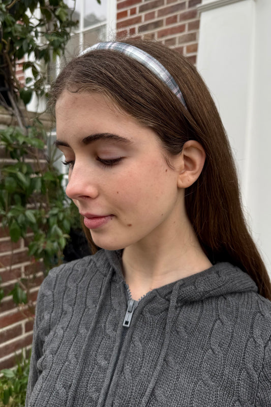 Dark Gray With White Plaid And Light Pink Stripes