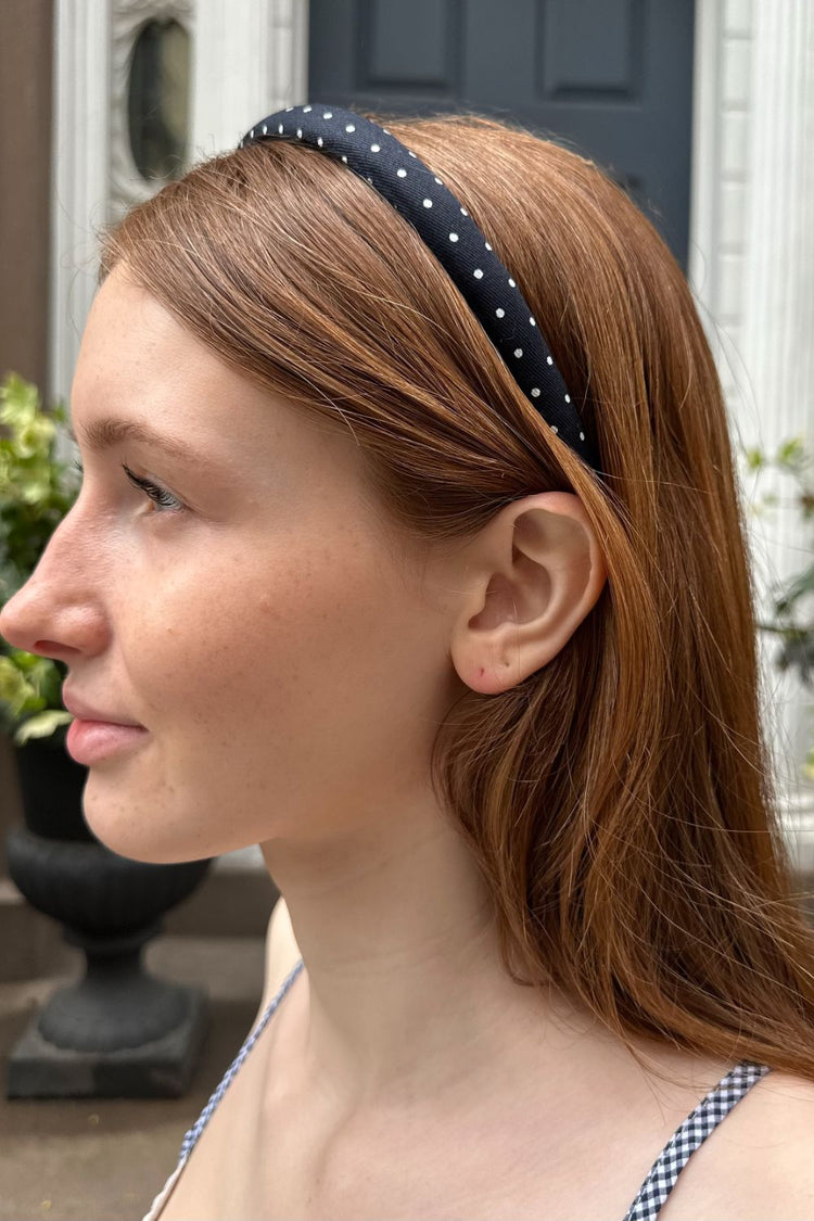 Polka Dots Headband | Navy With White Polka Dots