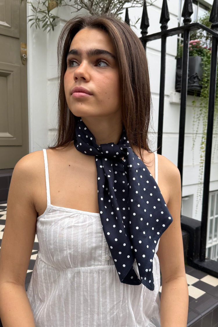 Polka Dot Scarf | Navy With White Polka Dots