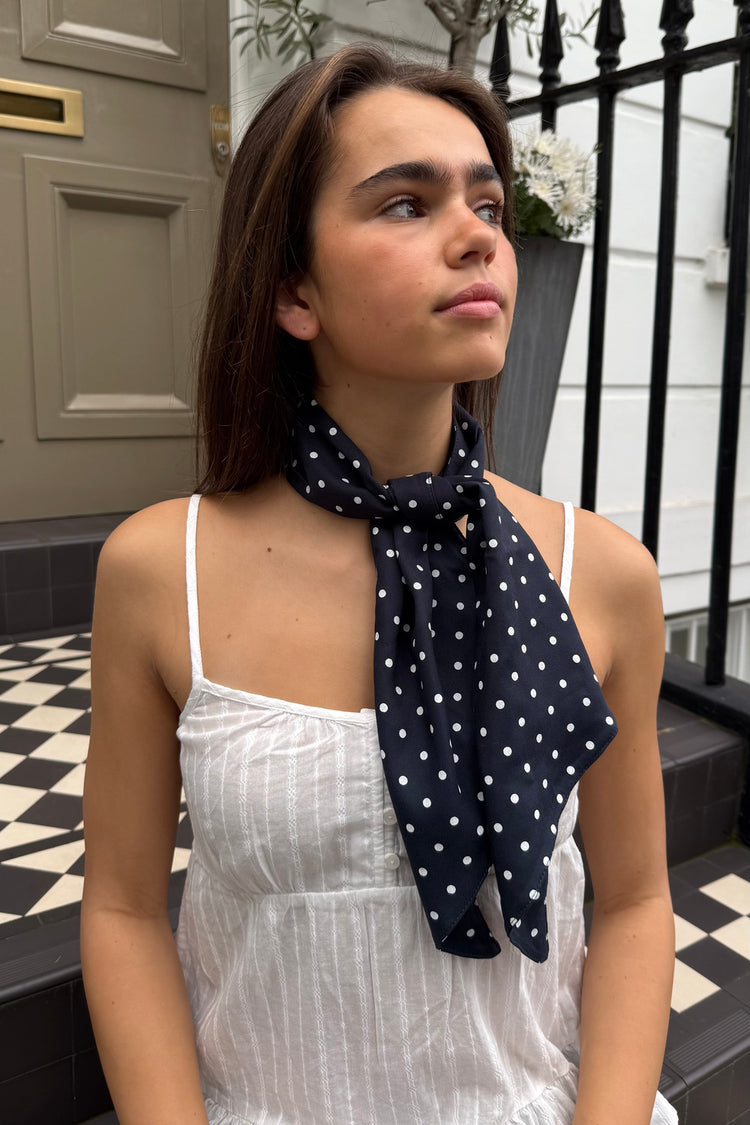 Polka Dot Scarf | Navy With White Polka Dots