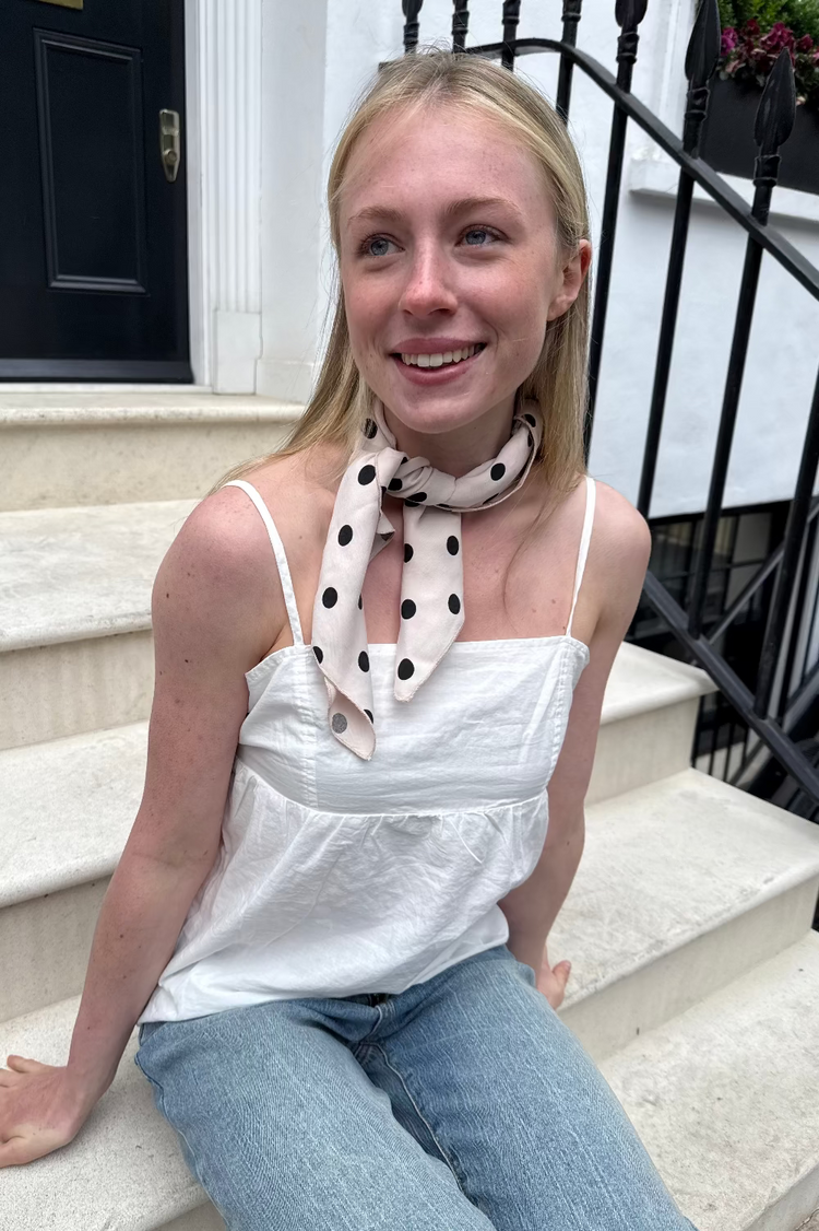 Polka Dots Scarf | Pale Pink Black Polka Dots