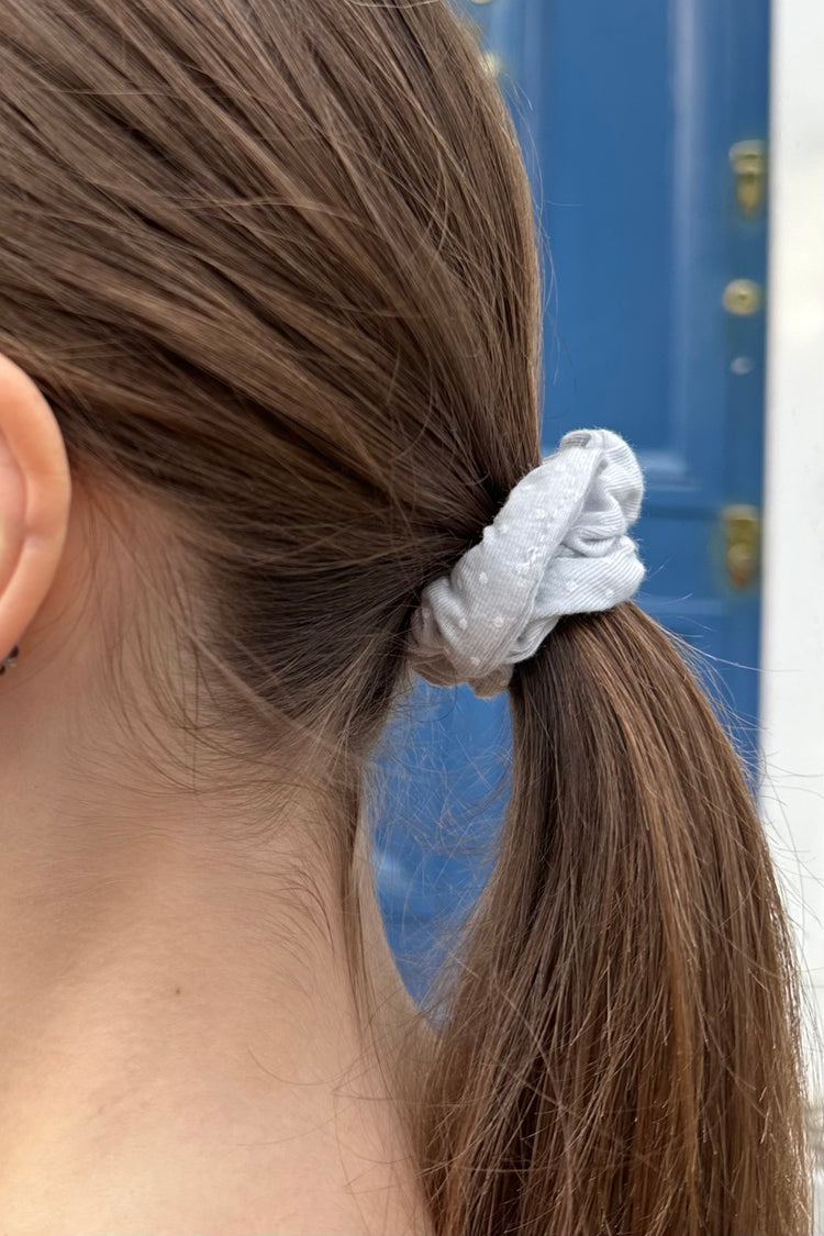 Polka Dots Scrunchie | Light Blue White Polka Dots