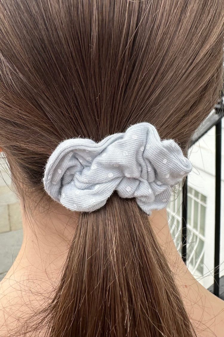 Polka Dots Scrunchie | Light Blue White Polka Dots