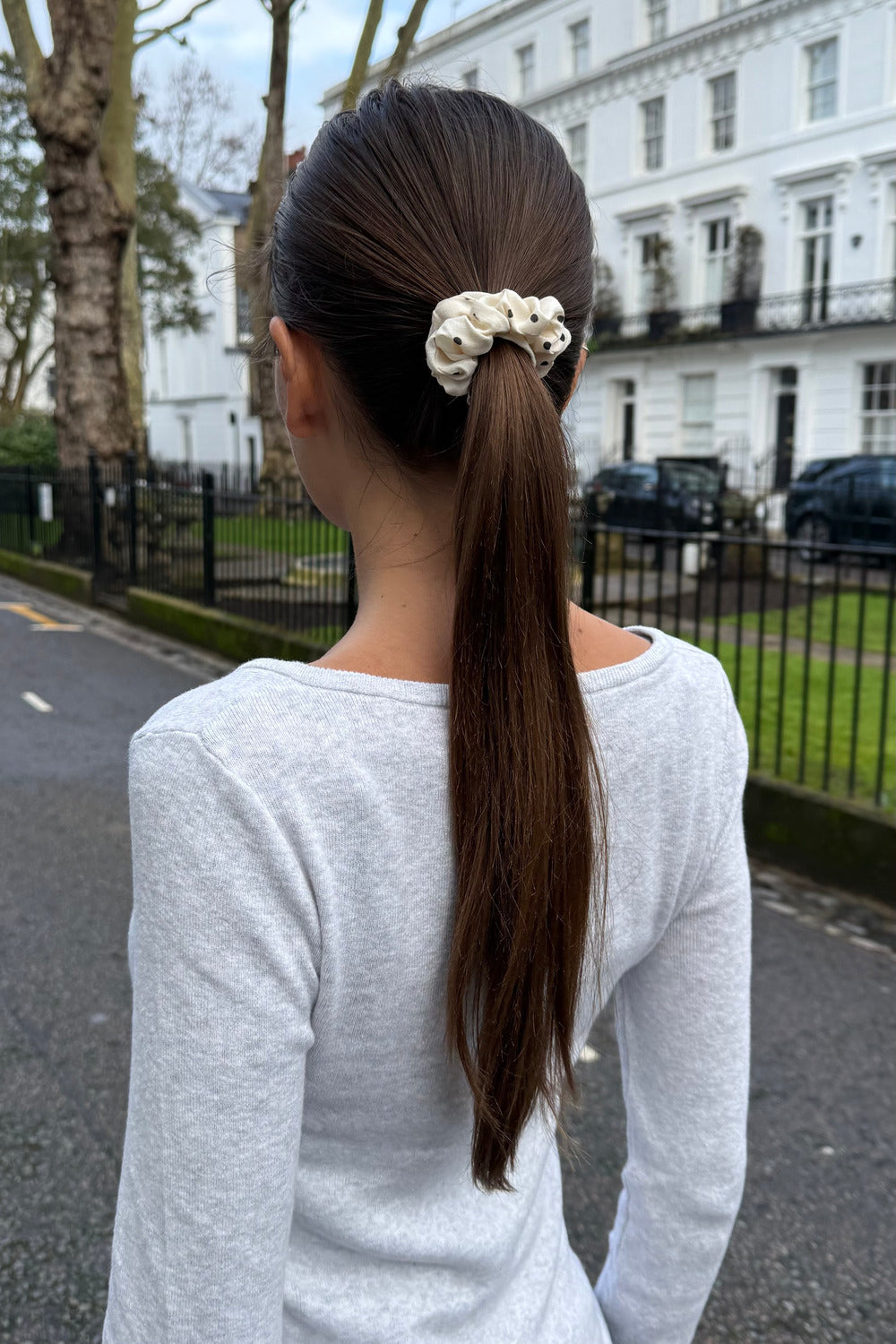Polka Dot Scrunchie | White Black Polka Dots