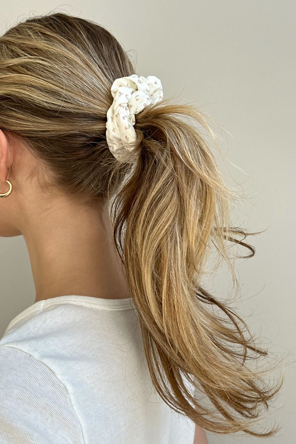 Floral Scrunchie | Light Pink Green Floral