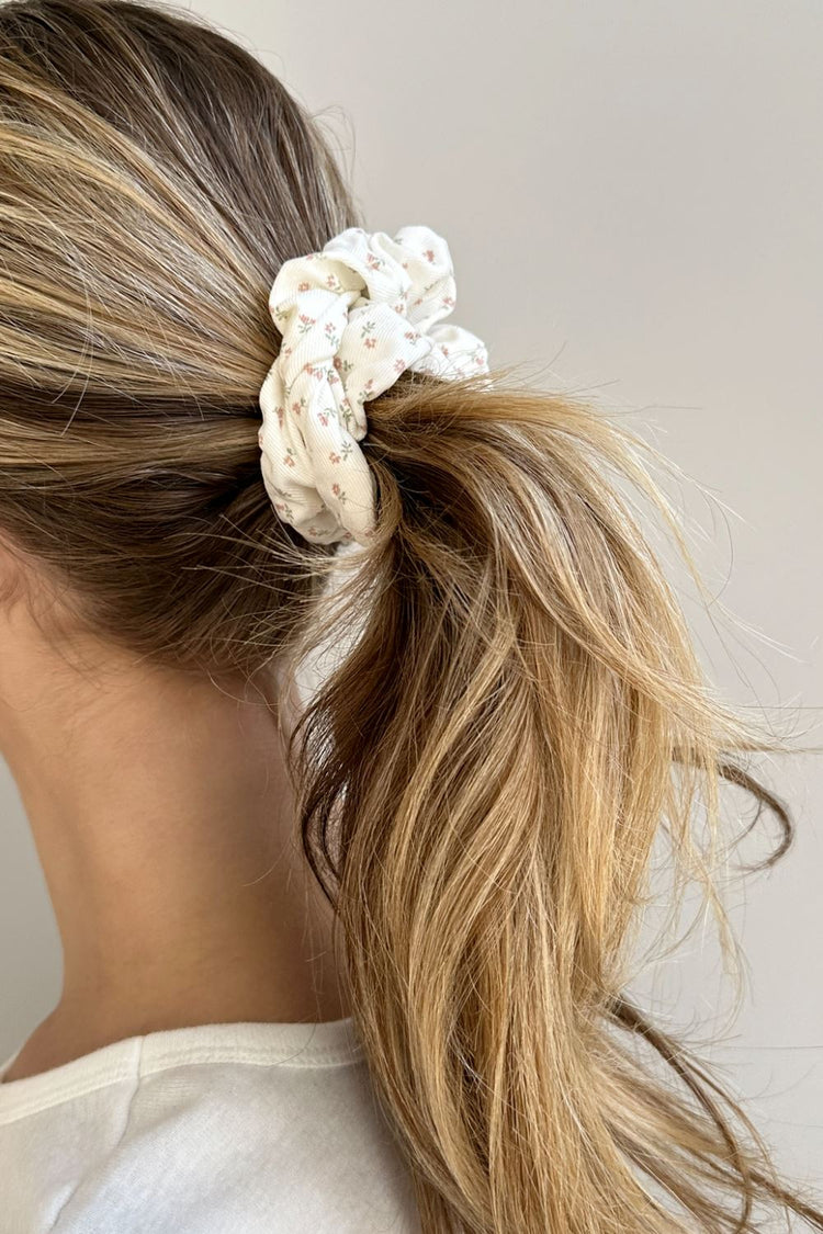 Floral Scrunchie | Light Pink Green Floral