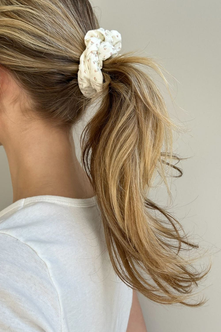 Floral Scrunchie | Light Pink Green Floral