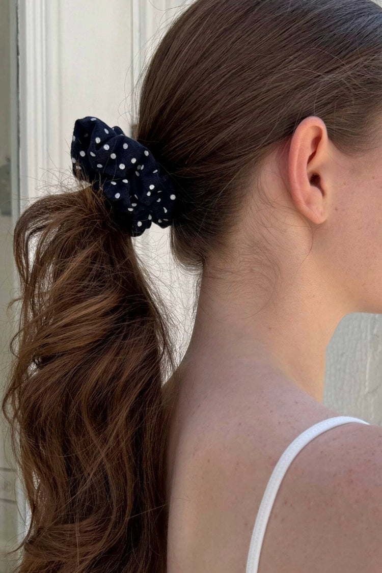 Polka Dots Scrunchie | Navy Blue White Polka Dots