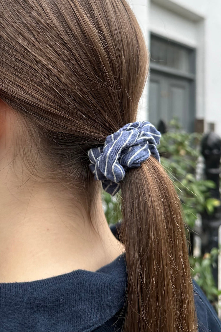 Striped Scrunchie | Faded Navy White Stripes