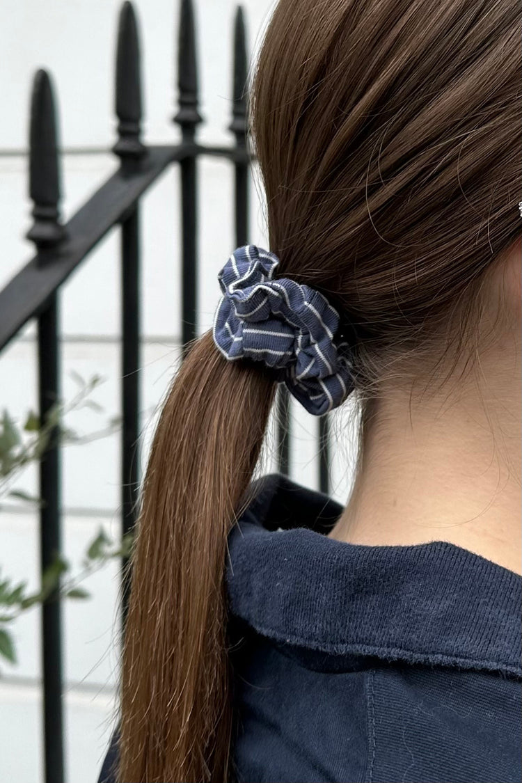 Striped Scrunchie | Faded Navy White Stripes