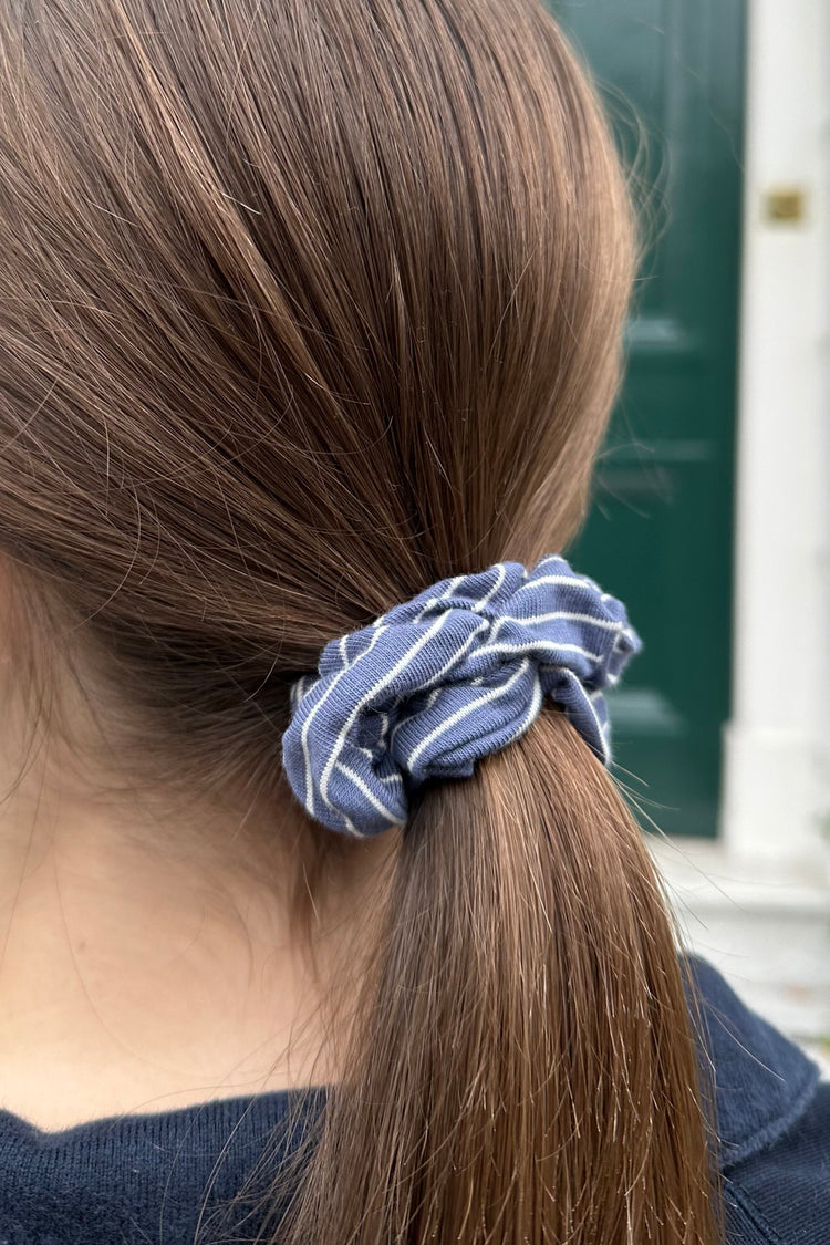 Striped Scrunchie | Faded Navy White Stripes