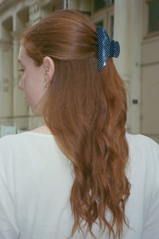 Navy with White Polka Dots