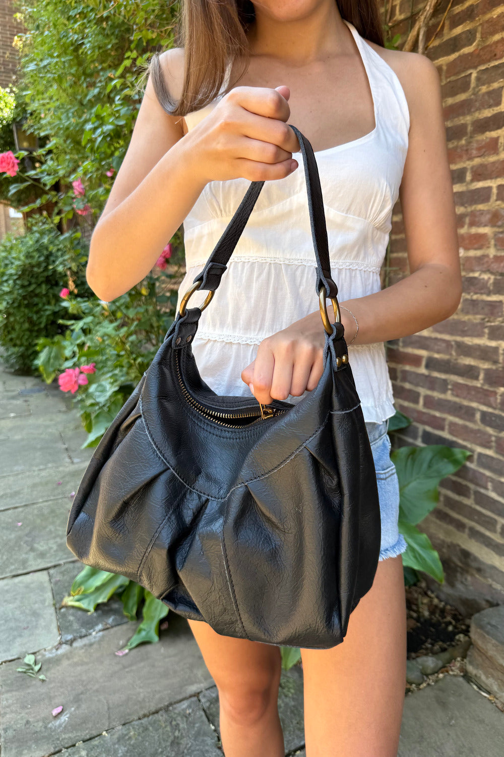 Leather Shoulder Bag | Black