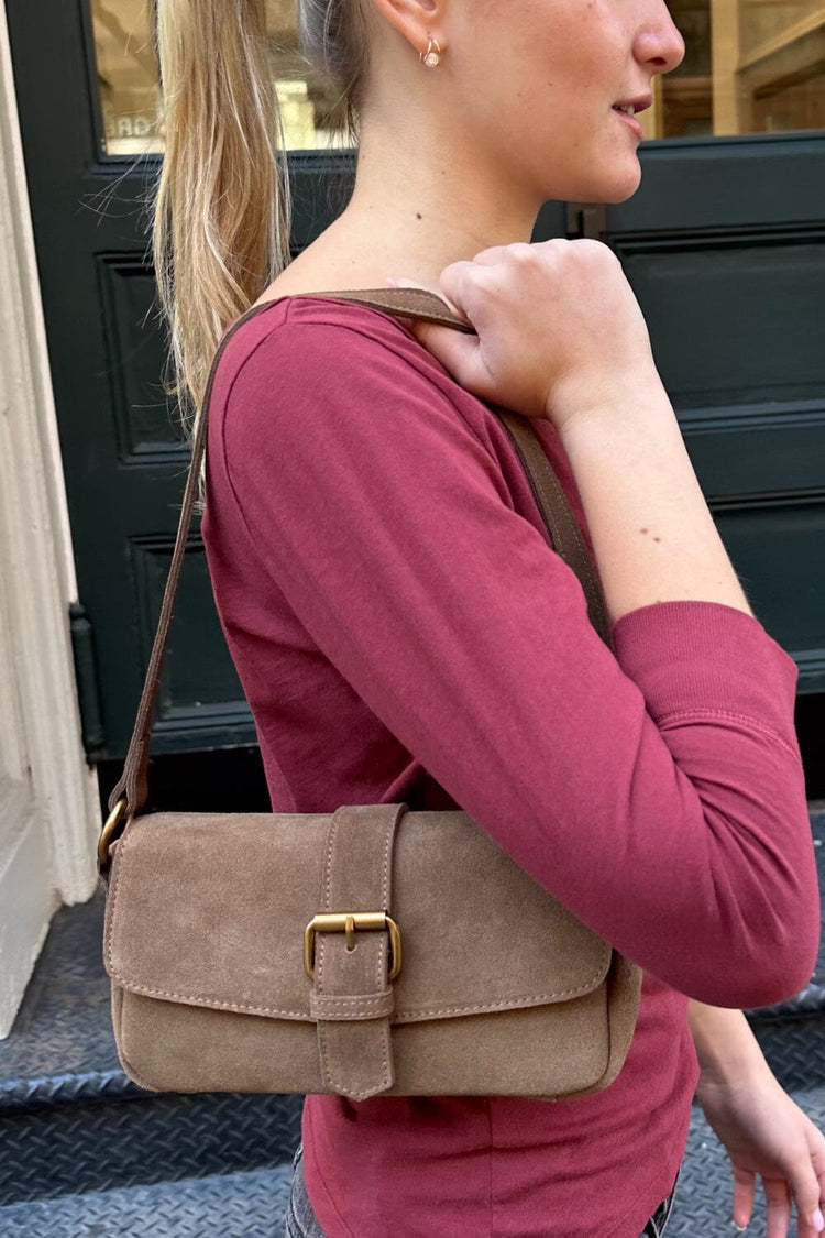 Suede Shoulder Bag | Brown Suede