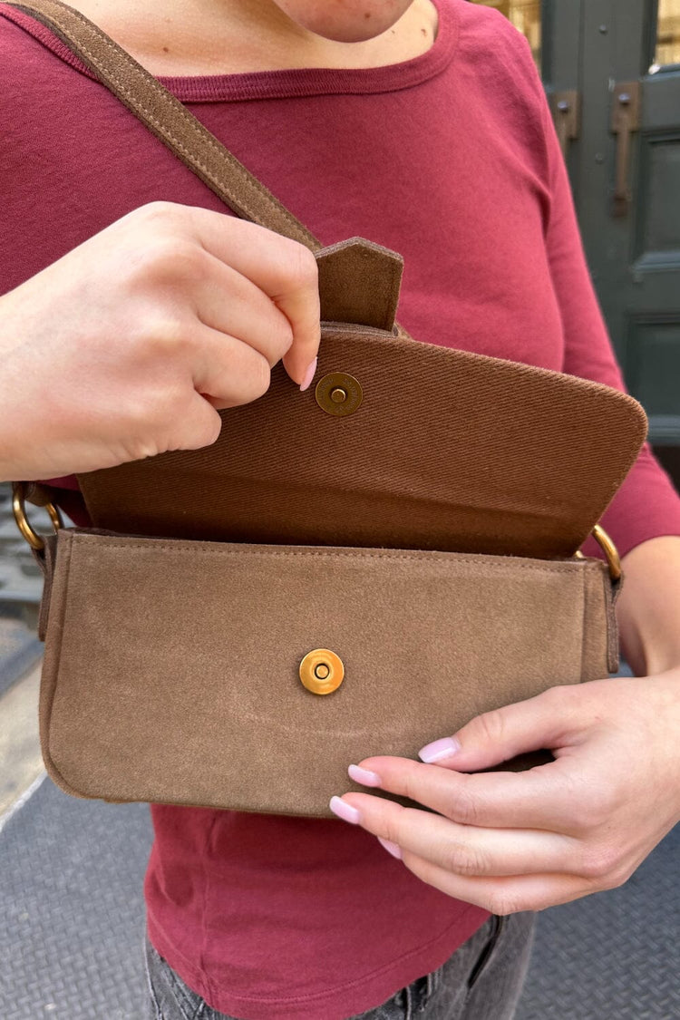 Suede Shoulder Bag | Brown Suede