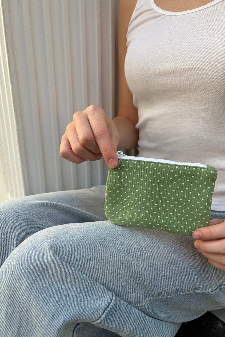 Polka Dots Coin Purse | Spring Green White Polka Dots