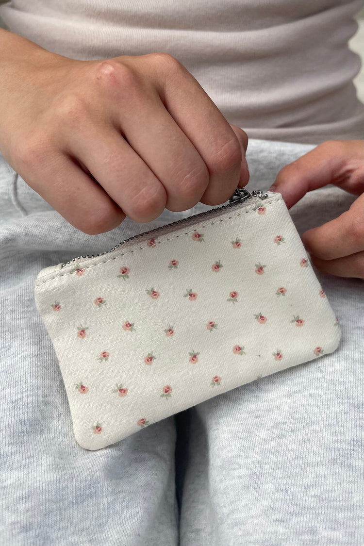 Floral Coin Purse | Ivory Peach Green Floral