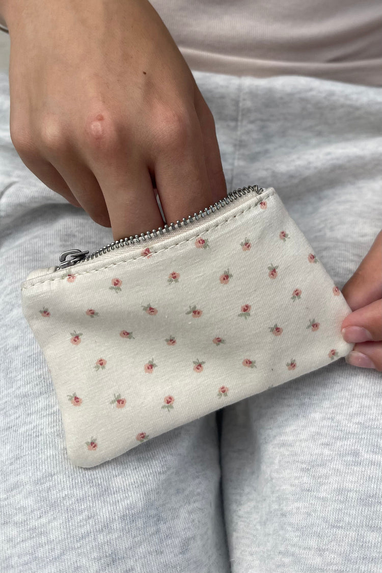 Floral Coin Purse | Ivory Peach Green Floral