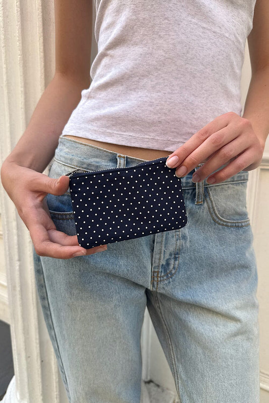 Navy Blue White Polka Dots