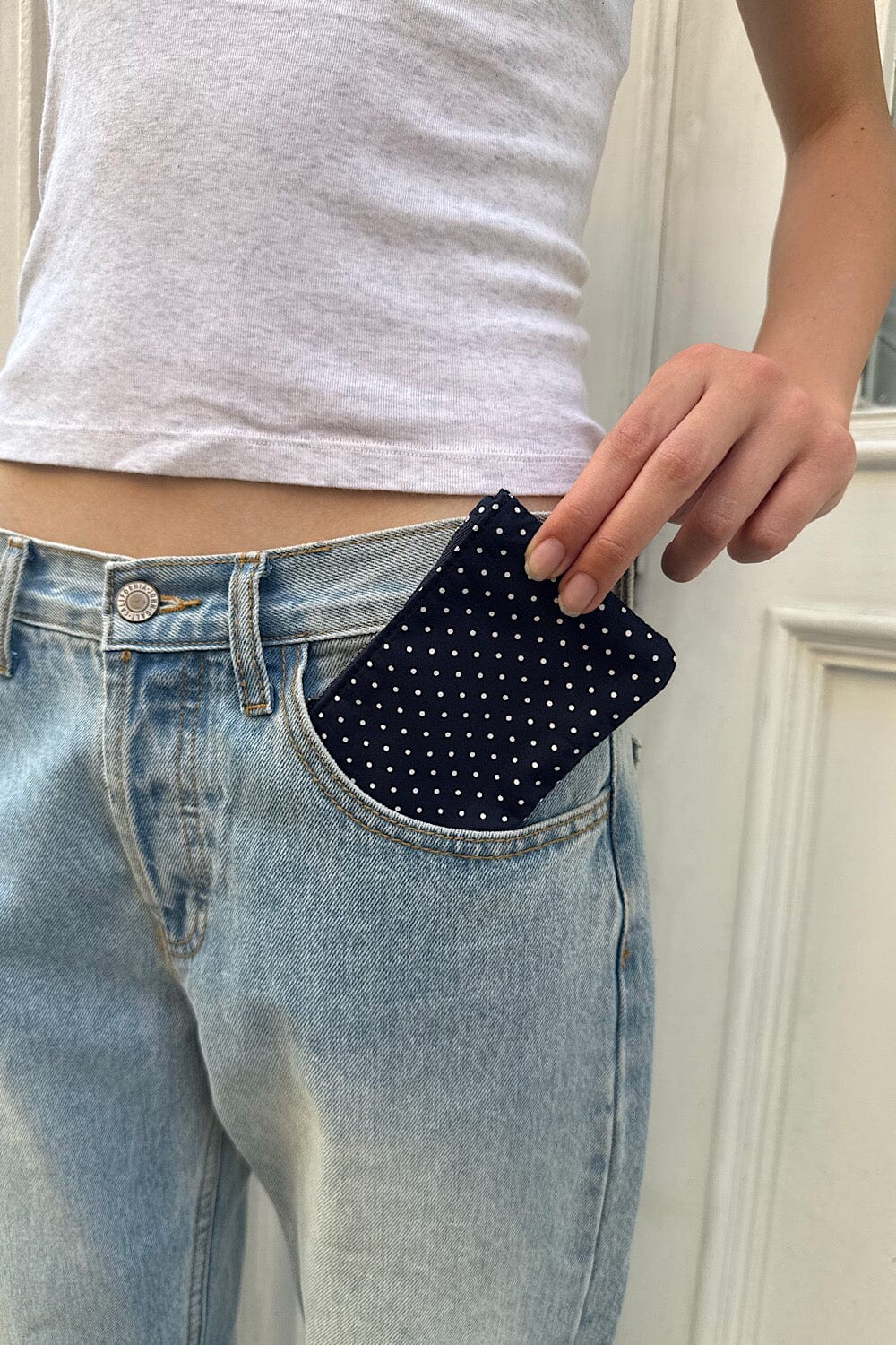 Navy Blue White Polka Dots