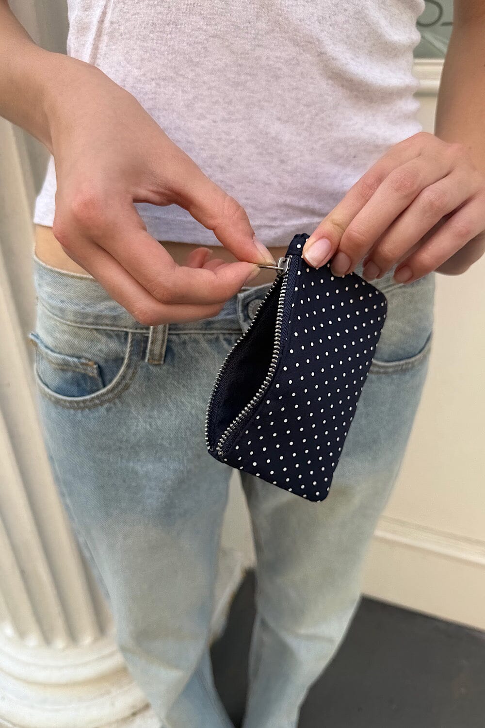 Navy Blue White Polka Dots
