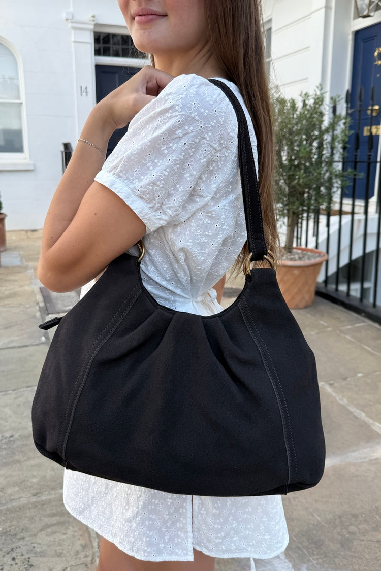 Suede Shoulder Bag | Dark Brown