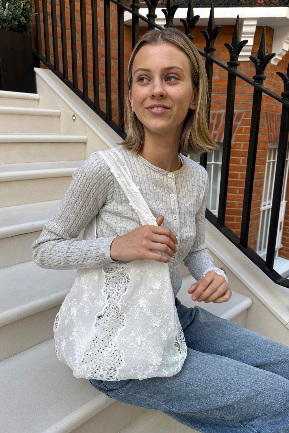 Embroidered Bag | White