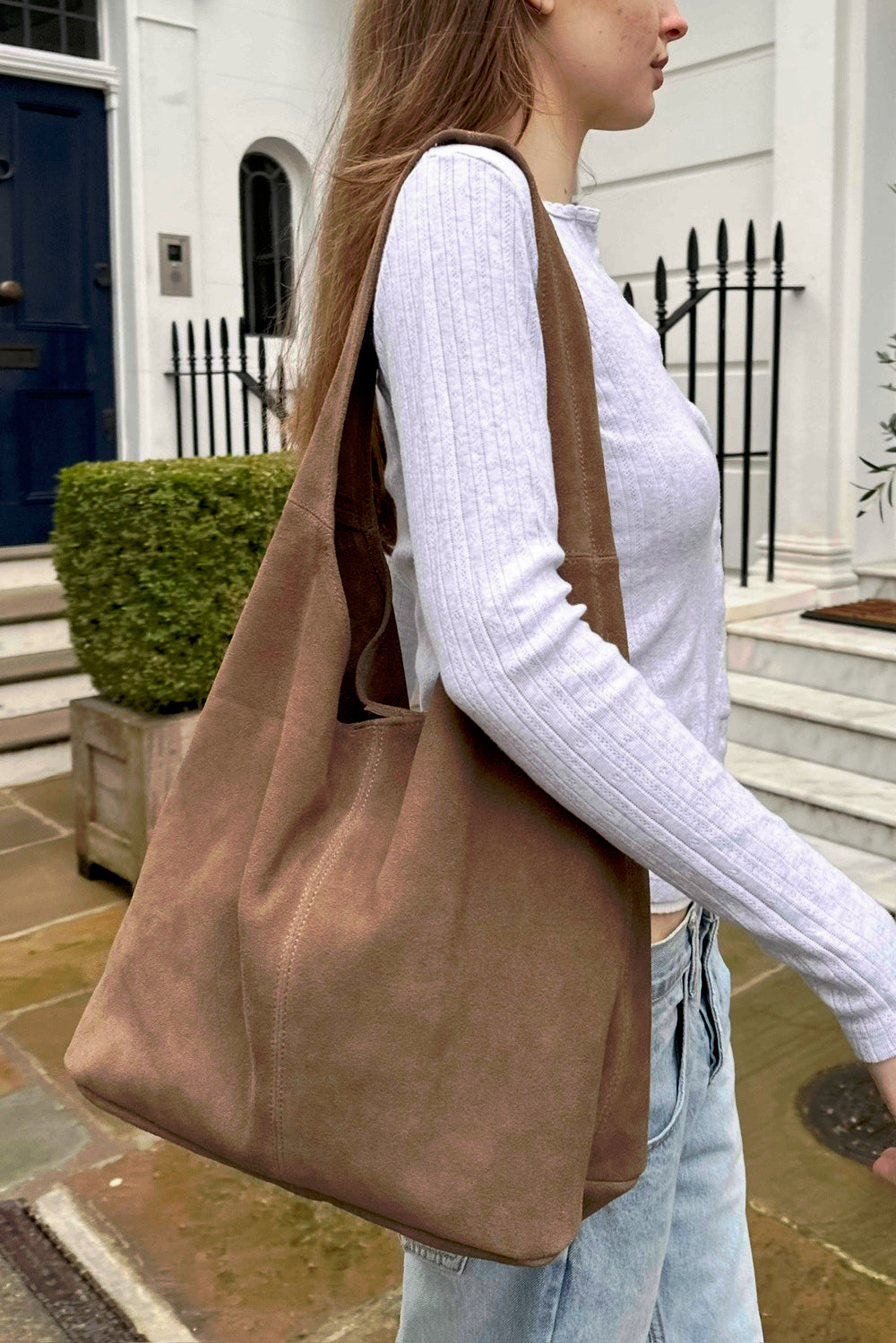 Suede Shoulder Bag | Brown Suede