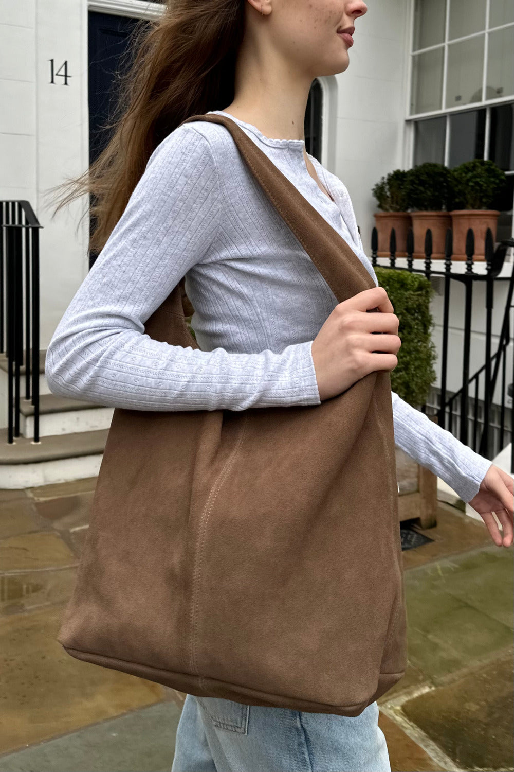 Suede Shoulder Bag | Brown Suede