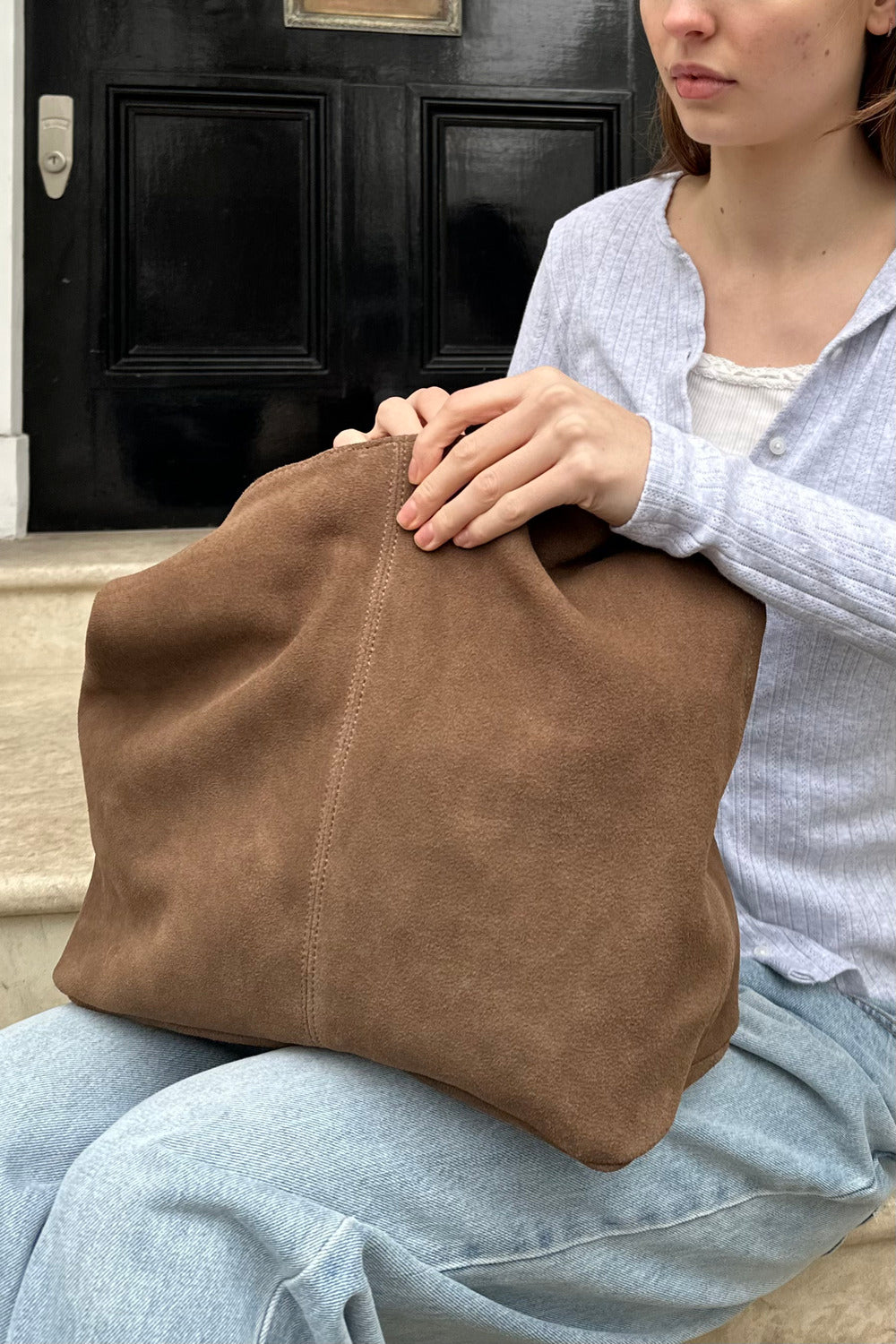 Suede Shoulder Bag | Brown Suede