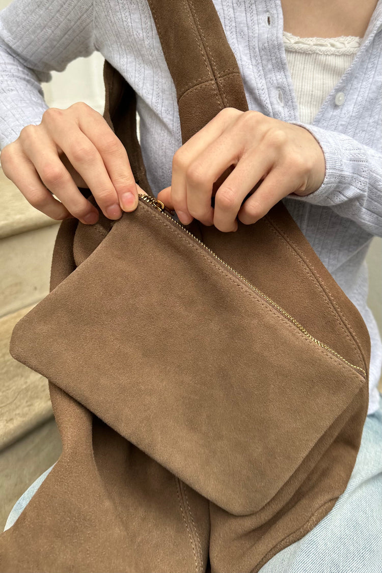 Suede Shoulder Bag | Brown Suede