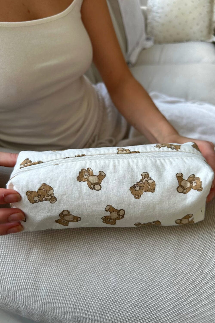 Teddy Bear Makeup Bag | White