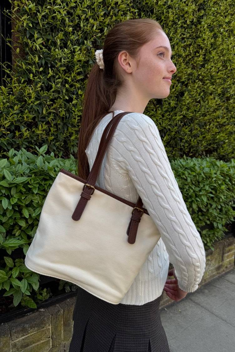 Buckle Leather Shoulder Bag | Ivory