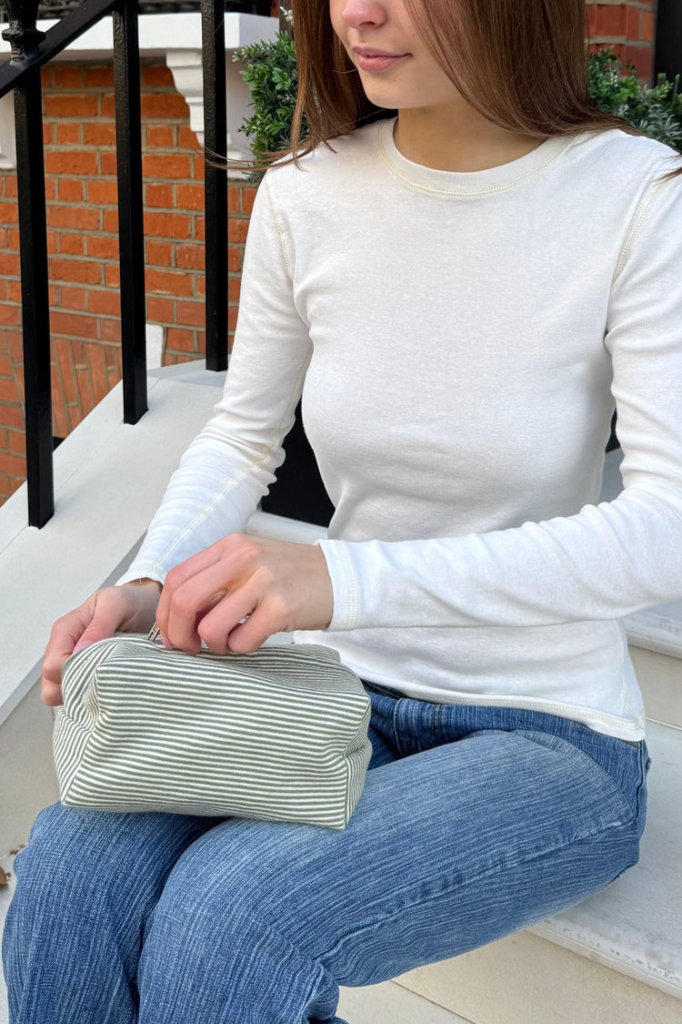 Stripes Makeup Bag | Matcha Green Stripes