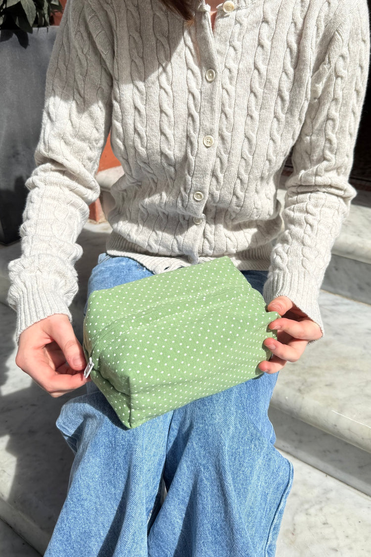Polka Dots Makeup Bag | Spring Green White Polka Dot