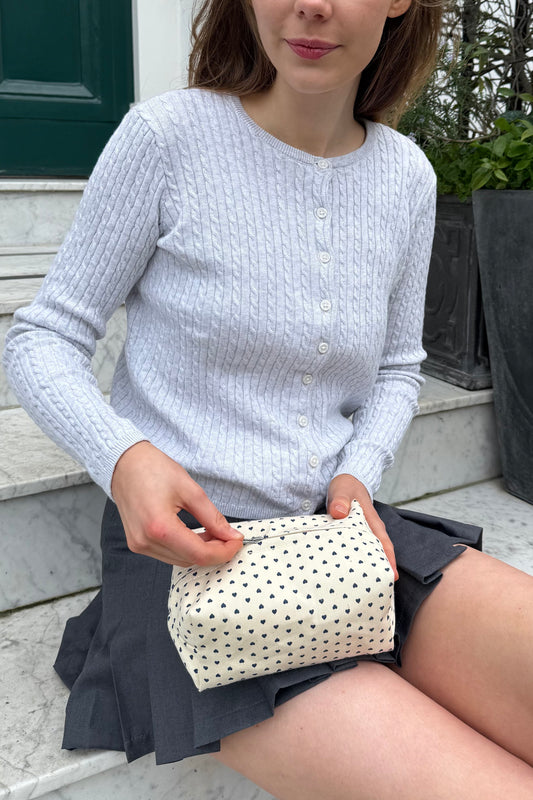 Ivory With Navy Hearts