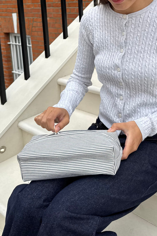 White With Navy Stripes