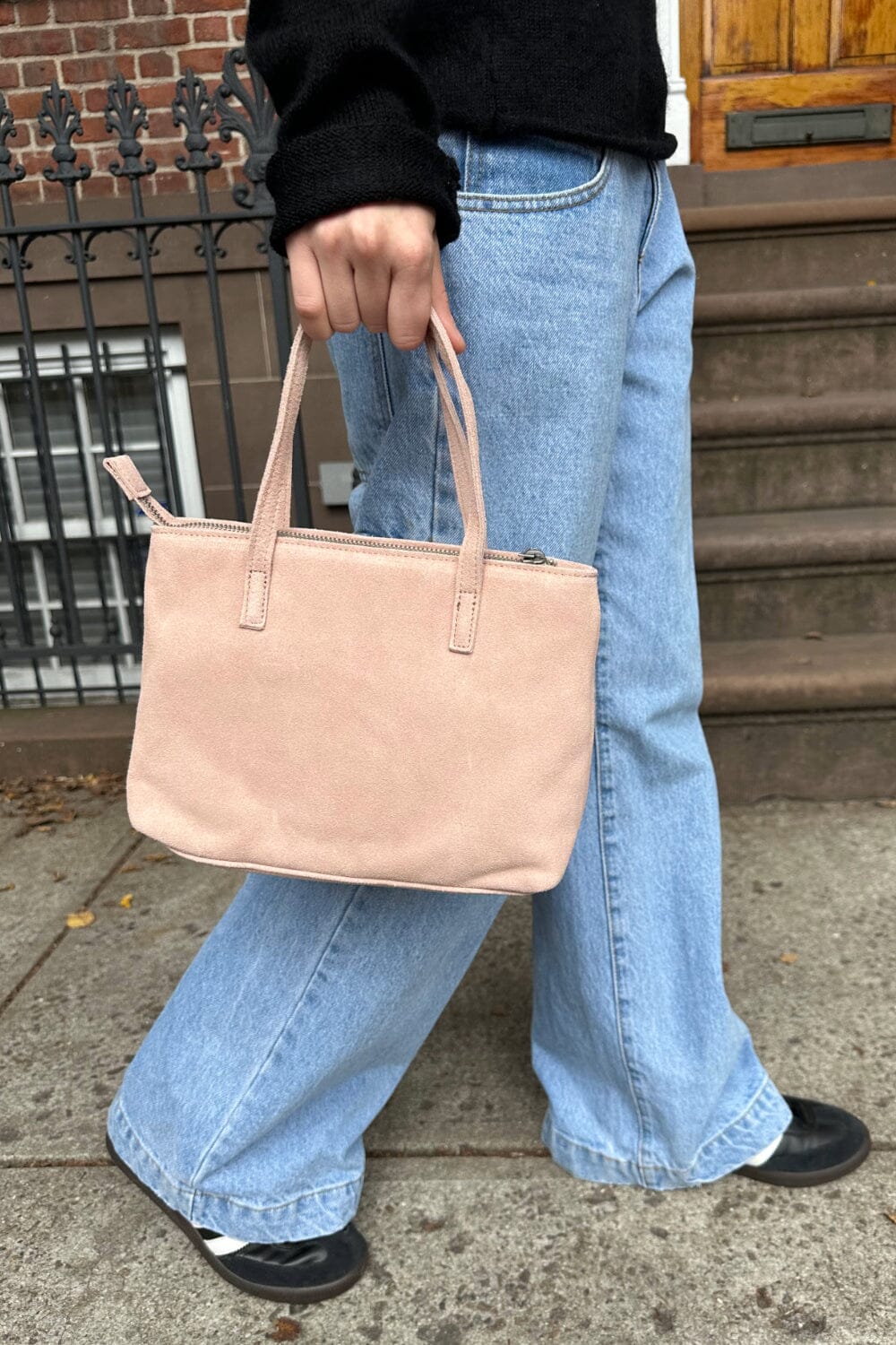 Suede Top Handle Bag