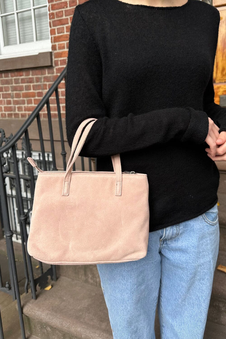 Suede Top Handle Bag | Pink Suede