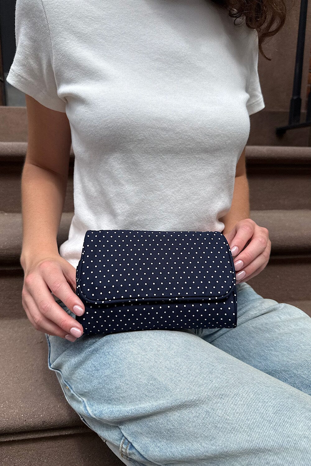Navy With White Polka Dots