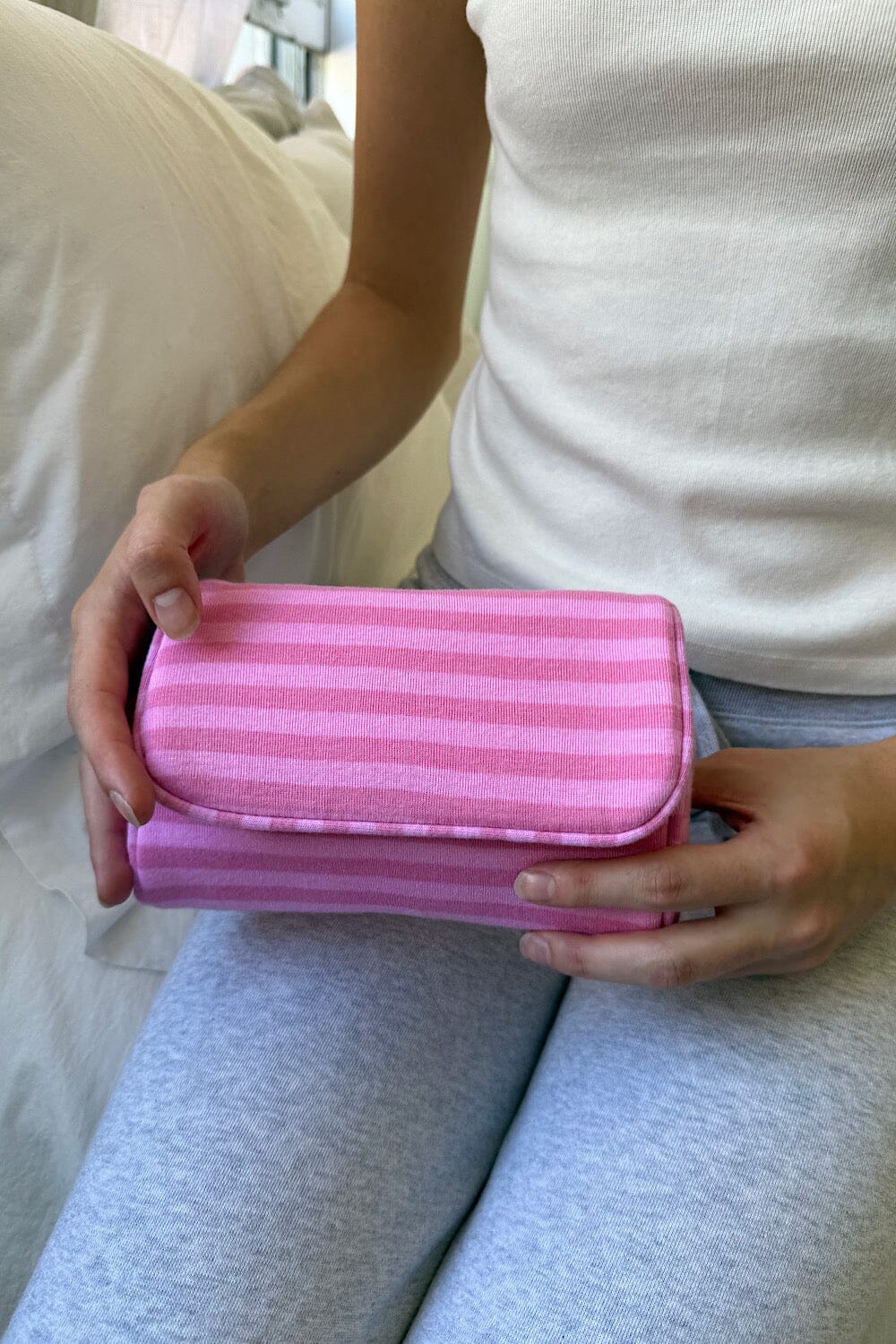 Stripes Makeup Bag | Bubblegum Pink Stripes