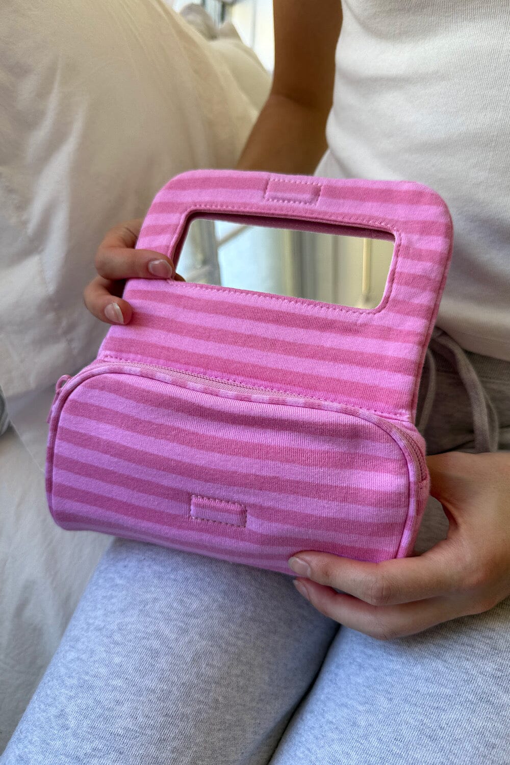 Stripes Makeup Bag | Bubblegum Pink Stripes